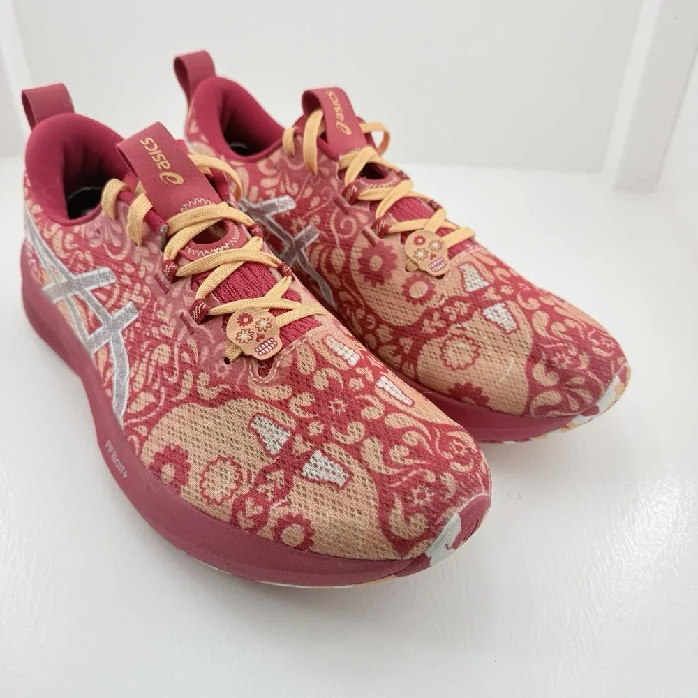 ASICS Noosa Tri 16 Mens 12 Red Orange Paisley Running Shoes Marathon Sneakers